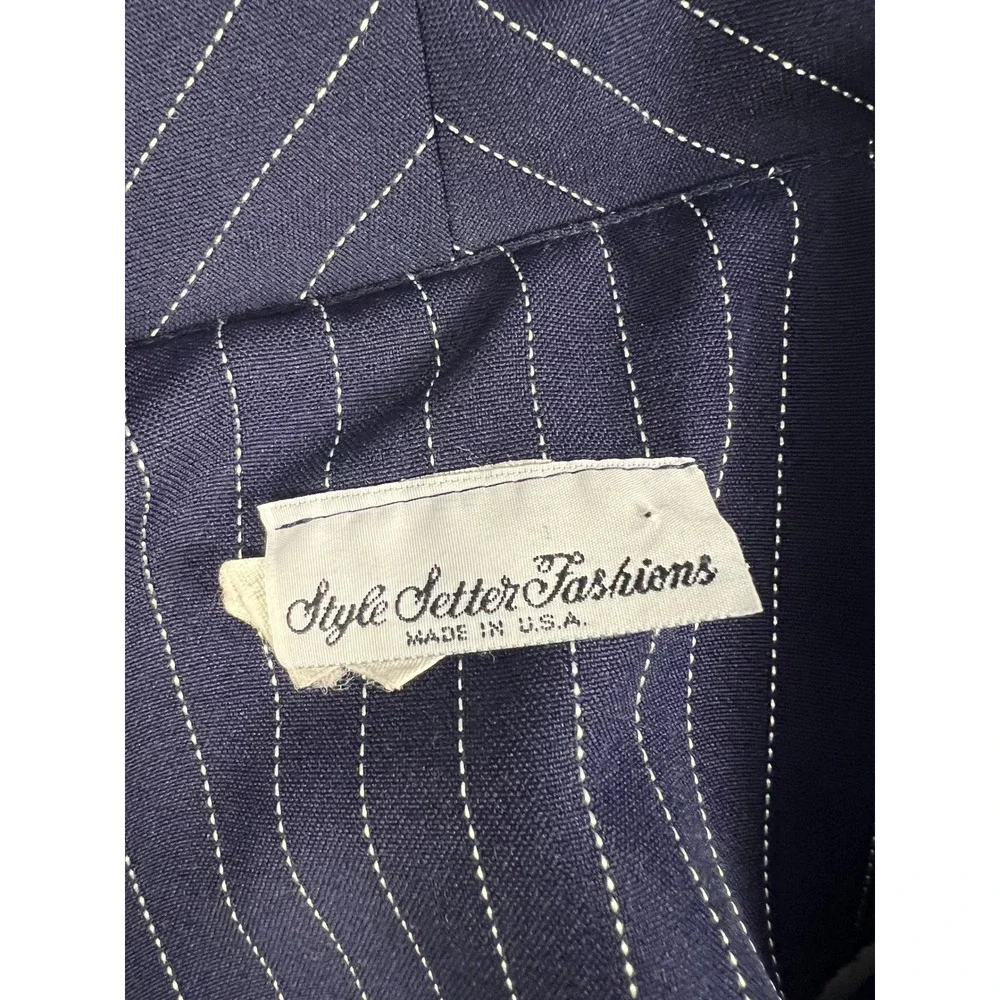 Style Setter Fashions Skirt Suit Womens XL Navy Pinstripe Pearl Button Vintage